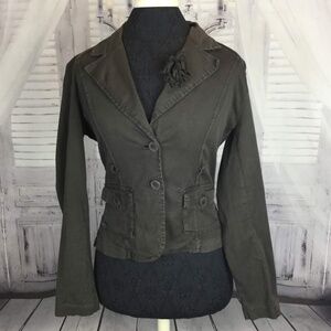 POIS Dark Green Distressed Italian Blazer Jacket L